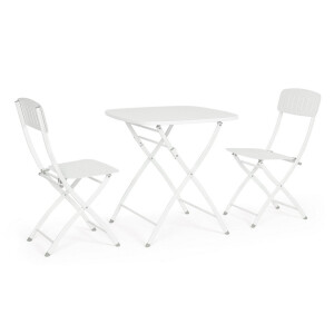 Set mobilier gradina otel alb Yvonne A:44x50x85h ; 70x70x72h