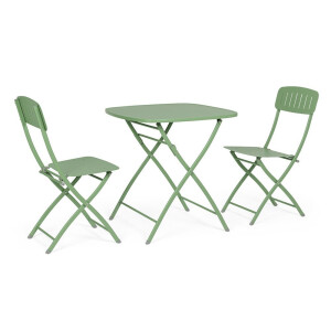 Set mobilier gradina masa, 2 scaune otel verde Yvonne 44x50x85h, 70x70x72h