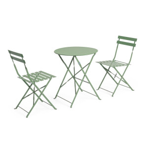 Set mobilier gradina masa, 2 scaune otel verde Austin 41x46x80x44h1(x2); ø60x71h