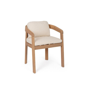 Set 2 scaune lemn masiv acacia maro perne crem Pablo 58x60x79h