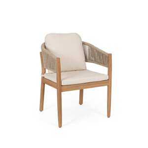 Set 2 scaune lemn masiv acacia textil crem Thiago 63x59.5x84h