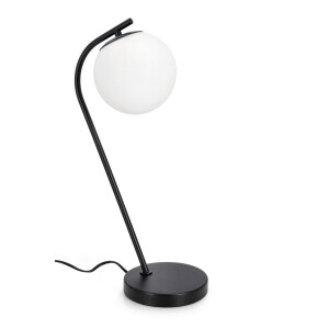 Veioza metal negru sticla alba Delphine 22x16x51 cm