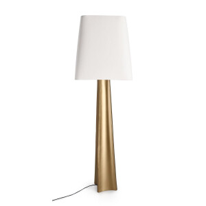 Lampadar metal auriu bumbac alb Tripura Ø46x151h