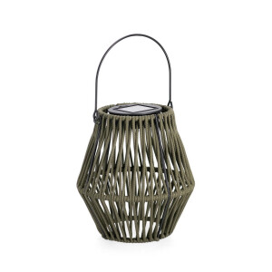 Felinar incarcare solara otel gri franghie verde Juny Ø15,5x17h