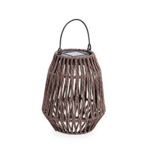 Felinar incarcare solara otel gri franghie maro Taiki Ø15,5x19,5h