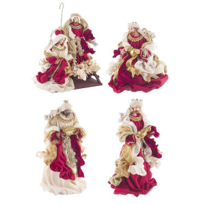 Figurina Nasterea Domnului textil multicolor 30,5x20x38h; 18x18x36; 18x18x25h