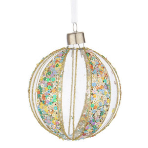 Set 12 globuri Craciun sticla multicolora Spangly Ø8 cm