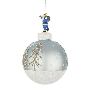 Set 6 globuri brad Craciun sticla polirasina Santa Emmy Ø 8 cm