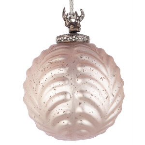 Set 12 globuri brad Craciun sticla rose gold Decorum Ø10x13h