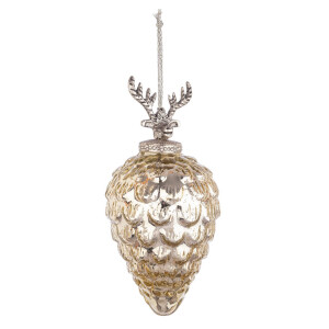 Set 12 globuri brad Craciun sticla aurie Decorum Ø9x18h