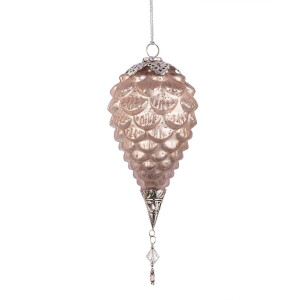 Set 6 globuri brad Craciun sticla rose gold Fascinate Ø11x22h