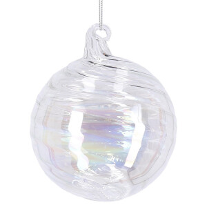 Set 8 globuri brad Craciun sticla transparent irizat Spiral Ø 10 cm