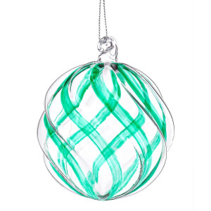 Set 12 globuri brad Craciun sticla verde transparenta Bling Ø 8 cm