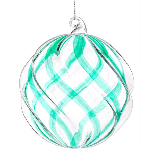 Set 8 globuri brad Craciun sticla verde transparenta Bling Ø 10 cm