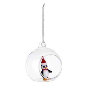 Set 6 globuri brad Craciun Pinguin sticla multicolora Zoey Ø 8 cm