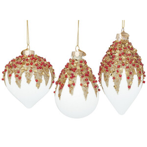 Set 12 globuri brad Craciun sticla multicolora Firework 7,1x7,1x10,5h 8x8x9,1h 6,8x6,8x13h