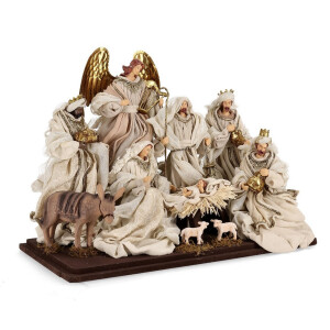 Figurina Nasterea Domnului textil multicolor Majestic 50x25x58h