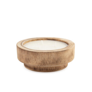 Lumanare ambientala in suport lemn maro Sonian Ø15,65x6h