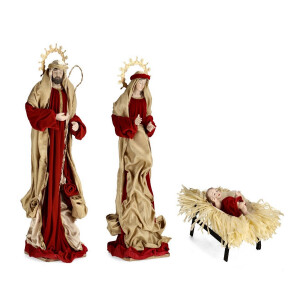 Set 3 figurine Nasterea Domnului textil multicolor Sublime 31x18x23h; 24x24x89h; 24x24x99h