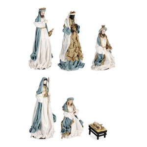 Set 6 figurine Nasterea Domnului textil multicolor Splendid 8x8x12h; 14x20x27h; 14x14x40h
