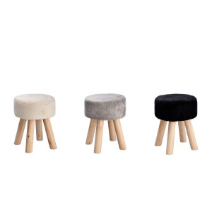 Set 3 tabureti catifea multicolora lemn 28,5 x 34,5 cm