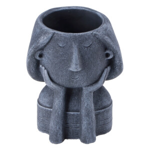 Ghiveci flori beton albastru Face 14 x 12 x 19 cm