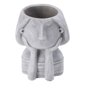 Ghiveci flori beton gri Face 14 x 12 x 19 cm