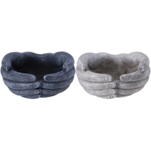 Set 2 ghivece flori ciment gri Hands 20,5 x 20,5 x 10,5 cm