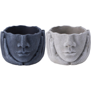 Set 2 ghivece flori ciment gri Face 17,5 x 17,5 x 12,5 cm