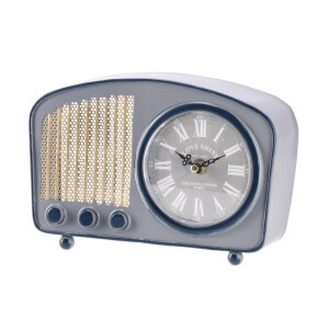 Ceas masa Radio Retro fier gri natur 23 x 8,5 x 16 cm