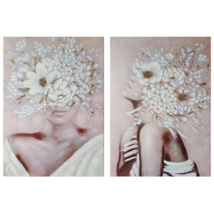 Set 2 tablouri decorative olegrafie pe panza Women 2 x 50 x 70 cm
