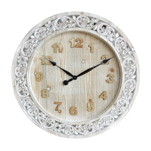 Ceas perete lemn alb maro 60 cm