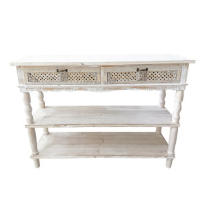 Consola lemn alb maro 120 x 40 x 88 cm