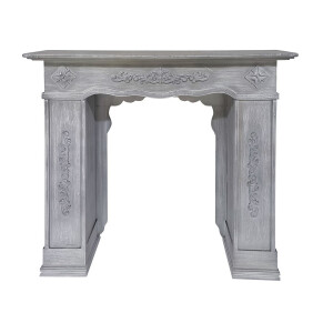 Masca semineu decorativa lemn maro gri 113 x 26 x 100 cm