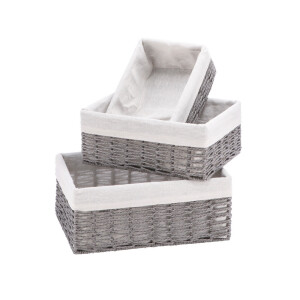 Set 3 cosuri depozitare alb gri 28 x 19 x 11 cm, 34 x 24 x 12 cm, 38 x 28 x 15 cm
