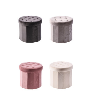 Set 4 tabureti catifea multicolora 38 x 36 cm