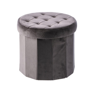 Taburet catifea gri antracit 38 x 36 cm
