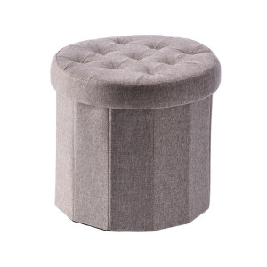 Taburet pliabil cu spatiu depozitare textil maro taupe Alma 38 x 36 cm