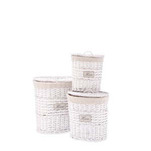 Set 3 cosuri rufe alb crem 33 x 23 x 40, 41 x 29,5 x 48, 49 x 37 x 58 cm