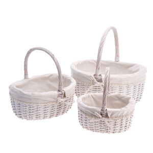 Set 3 cosuri depozitare lemn salcie alb 26,5 x 21 x 28,5 cm, 33,5 x 26,5 x 34 cm, 40,5 x 33,5 x 40 cm