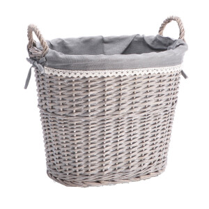 Cos depozitare lemn rachita gri 43,5 x 33 x 40 cm