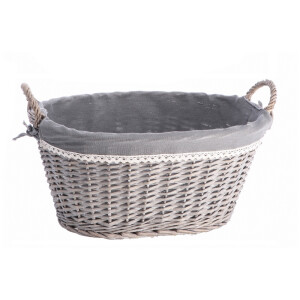 Cos depozitare lemn rachita gri 53 x 40,5 x 32 cm