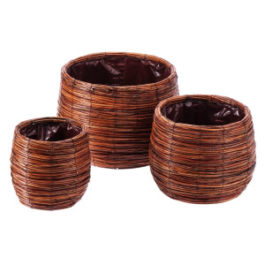 Set 3 ghivece flori fibre naturale maro II 18 x 19 cm, 24,5 x 22 cm, 31 x 25 cm