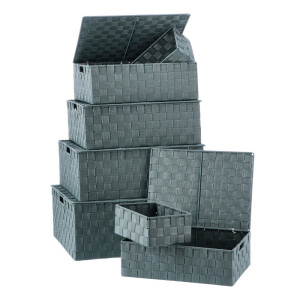 Set 7 cutii cu capac depozitare polietilena verde 23 x 16 x 9,5, 37 x 27,5 x 12, 40 x 30 x 14, 43 x 34,5 x 15,5, 47 x 38 x 17,5,  50 x 40,5 x 19,5 cm
