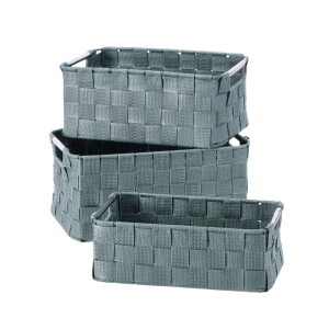 Set 3 cosuri depozitare textil verde 26 x 16 x 9 cm, 28 x 18 x 11,5 cm, 30 x 20 x 13,5 cm