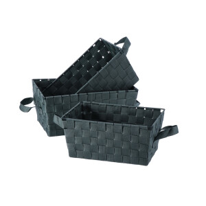 Set 3 cosuri depozitare textil verde 30 x 20 x 14 cm, 32,5 x 22,5 x 15 cm, 35 x 25 x 16 cm
