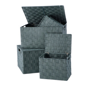 Set 4 cutii depozitare cu capac verde 23 x 17 x 19, 38 x 27,5 x 20, 40 x 29,5 x 20,5 cm