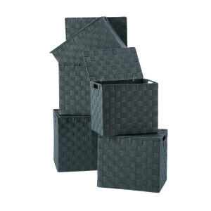 Set 5 cutii depozitare cu capac verzi 28 x 18 x 25,5, 30 x 20 x 26,5, 32 x 22 x 27,5, 34 x 24 x 28,5, 36 x 26,5 x 30 cm