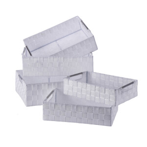 Set 5 cosuri depozitare albe 30 x 20 x 8, 32,5 x 22,5 x 9, 35 x 25 x 10, 38 x 28 x 11,  40 x 30 x 12 cm
