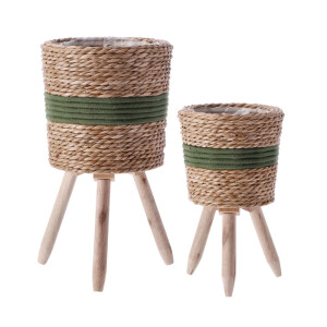 Set 2 ghivece flori natur verde 19,5 x 33 cm, 24 x 44 cm